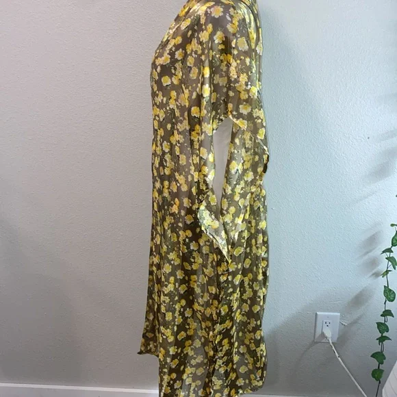 Anthropologie Isolde Floral Kimono with Yellow and Brown Pattern, One size - Picture 5 of 14